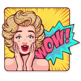 😵 WOW! woman, cartoon, wow, surprised, expression, pop art telegram sticker