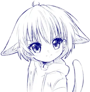 ☹️ gadis kucing, anime, manga, kawaii, imut, neko, lonceng, chibi telegram sticker