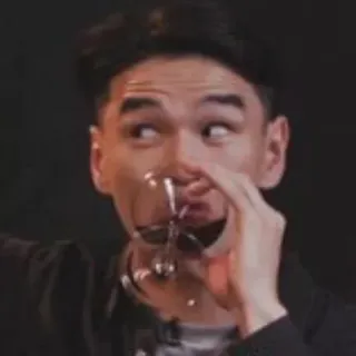 🙂 person, drinking, wine, glass, facial expression telegram sticker