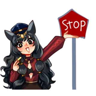 🛑 Stop Аниме, Знак Стоп, Полиция, Девушка-кошка telegram sticker