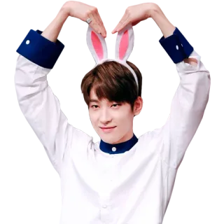 ❤️ telinga kelinci, kpop, imut, hati, anak laki-laki, asia telegram sticker