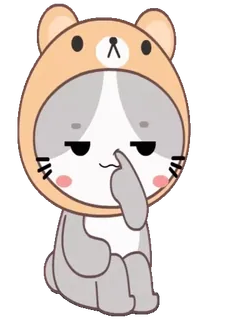 😒 Cartoon, Tier, Sticker, Bär, Katze, Finger whatsapp sticker