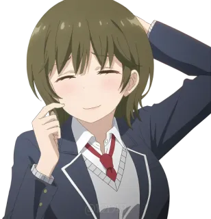 😅 Anime, Garota, Uniforme escolar, Bonita, Sorriso whatsapp sticker