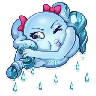 🌧 Мультфильм, Грустный, Милый, Вода, Облако, Дождь whatsapp sticker
