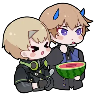 😆 アニメ, ちび, スイカ, 可愛い, 男の子 telegram sticker
