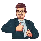 👍 man, thumbs up, suit, glasses, positive, gesture telegram sticker