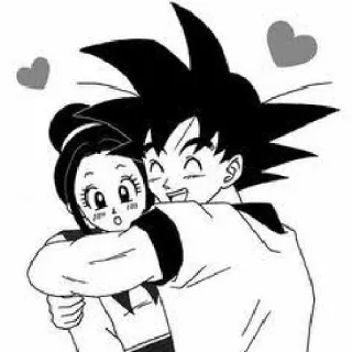 👩‍❤‍👩 Goku Dragon Ball 애니메이션, 드래곤볼, 손오공, 치치, 커플, 사랑 telegram sticker