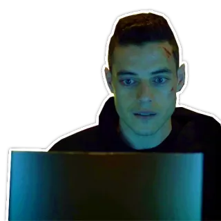 😧 Elliot Alderson Mr. Robot Hacker, Computer, TV Serie, Ramy Malek, Mr Robot telegram sticker