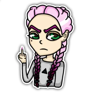 😡 autocollant, dessin animé, doigt d'honneur, offensant, fille, attitude, impoli telegram sticker