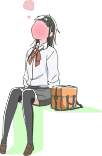 😳 Anime meisje, Schooluniform, Zittend, Blozen, Schooltas telegram sticker