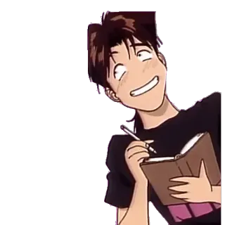 📝 anime, writing, smile, character, cartoon telegram sticker