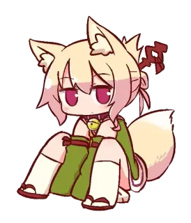 🦊 Anime, Chibi, Fille renard, Kemonomimi, Mignon, Kawaii telegram sticker