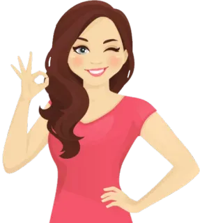 😉 Frau, Cartoon, Zwinkern, OK-Zeichen, Mädchen whatsapp sticker