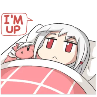 💤 I'M UP anime, sleepy, morning, bed, cartoon, up telegram sticker