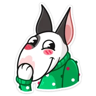😀 собака, бультерьер, животное, милый, стикер, мультфильм telegram sticker