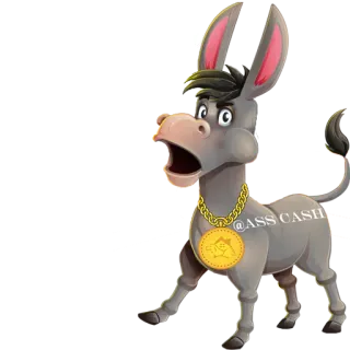 💅 @ASS CASH burro, desenho animado, animal, joias, meme telegram sticker