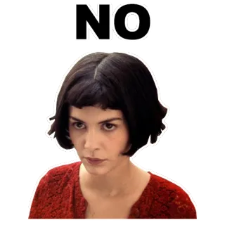 👄 NO Amélie, Audrey Tautou, no, rifiuto, declinare telegram sticker