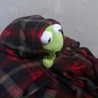 😐 Kermit Kermit the Frog, muppet, puppet, plaid blanket, meme, character, frog telegram sticker