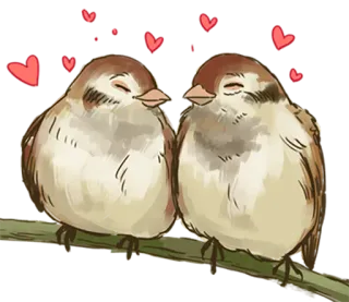 ❤️ птицы, любовь, воробьи, милые, животные, дружба whatsapp sticker