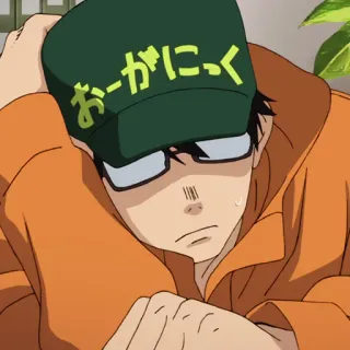 🔥 おーがにっく anime, character, japanese, glasses, cap telegram sticker