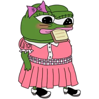 👧 Pepe the Frog pepe, kikker, meme, cartoon, sticker telegram sticker