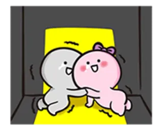 🙀 Cartoon, Leuk, Stel, Knuffel, Roze, Grijs telegram sticker