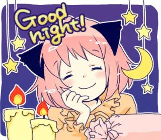 😴 Good night! Anime, Boa noite, Estrelas, Lua, Fofo, Kawaii, Sonolento telegram sticker