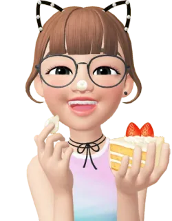 😄 avatar, desenho animado, fofo, bolo, comida, pessoa, personagem, comendo telegram sticker