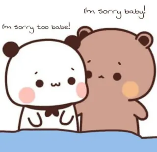 ❤️ I'm sorry too babe! I'm sorry baby! ours, panda, mignon, excuse, désolé, dessin animé telegram sticker