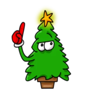 👆 Árbol de Navidad, Dibujos animados, Fiestas, Festivo, Señalando, Divertido, Personaje telegram sticker
