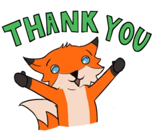 🙏 THANK YOU merci, renard, animal, mignon, salutation, message whatsapp sticker