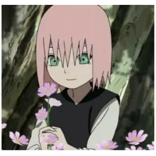 🙂 Sakura Haruno Naruto anime, manga, sakura haruno, naruto, character, pink hair, flowers, girl telegram sticker