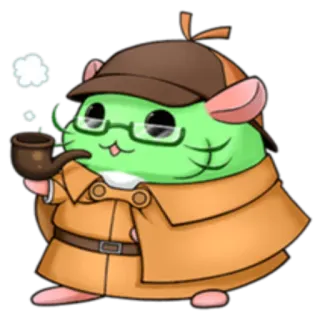 🎩 Hamster, Detektiv, Cartoon, Tier, Süß, Sherlock Holmes telegram sticker