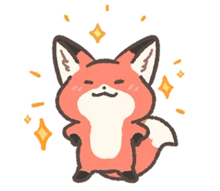 🤩 キツネ, かわいい, キラキラ, 動物, アニメ telegram sticker