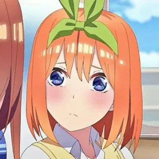 🧩 Yotsuba Nakano The Quintessential Quintuplets Anime, Fille, Ruban, Mignon, Cheveux orange telegram sticker