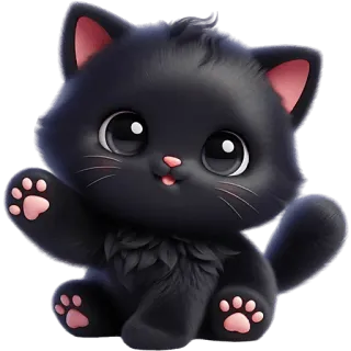 👋 кот, котенок, милый, животное, питомец, мультфильм, черный кот, цифровое искусство telegram sticker