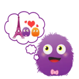 🤔 Torre Eiffel, Parigi, amore, mostro carino, cartone animato, romance telegram sticker