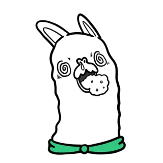 🤮 lhama, desenho animado, animal, engraçado, trippy, comendo whatsapp sticker