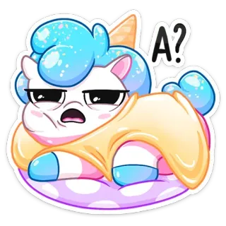 ⁉️ A? 유니콘, 만화, 귀여운, 웃긴, 질문, 스티커, 동물, 그림 telegram sticker