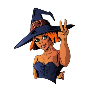 ✌️ bruja, halloween, magia, mujer, dibujos animados telegram sticker