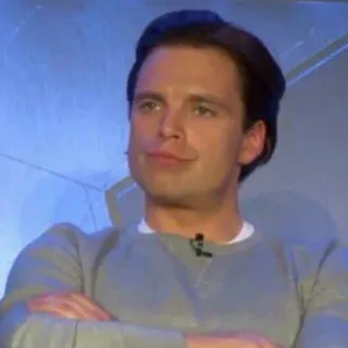 😒 Bucky Barnes actor, hombre, retrato, Sebastian Stan, celebridad telegram sticker