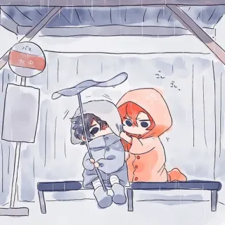 🥺 バス
なか Anime, Przystanek autobusowy, Deszcz, Słodkie, Parasol, Zima, Kawaii telegram sticker