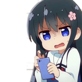 🥵 动漫, 女孩, 角色, 智能手机, 生气, 可爱 telegram sticker