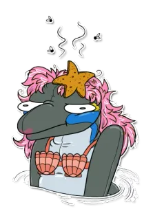 🤢 orque, sirène, étoile de mer, dessin animé, créature marine, océan, fantaisiste telegram sticker