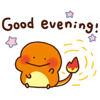 🔥 Charmander Pokemon Good evening! good evening, charmander, pokemon, greeting, cartoon telegram sticker
