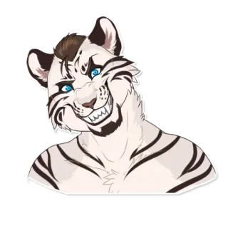 😁 Furry, Anthropomorphe, Tigre, Personnage, Créature, Animal, Souriant telegram sticker