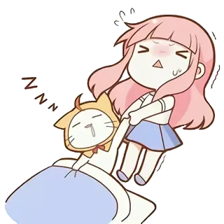 😄 ZZZZ Anime, Gatto, Dormire, Carino, Stanco, Cartone animato, Kawaii telegram sticker
