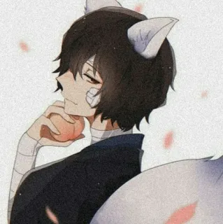 🎐 anime, cat ears, bandage, drawing, digital art telegram sticker