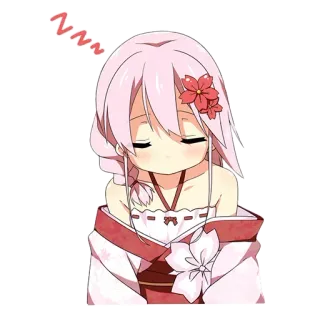 😴 ZZZ anime, dormindo, fofo, cabelo rosa, flor whatsapp sticker