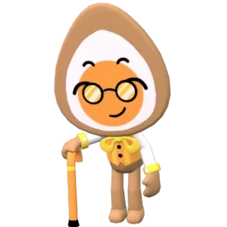 🥚 ไข่, การ์ตูน, ตัวละคร, สีเหลือง, แว่นตา, ไม้เท้า, ภูมิฐาน telegram sticker